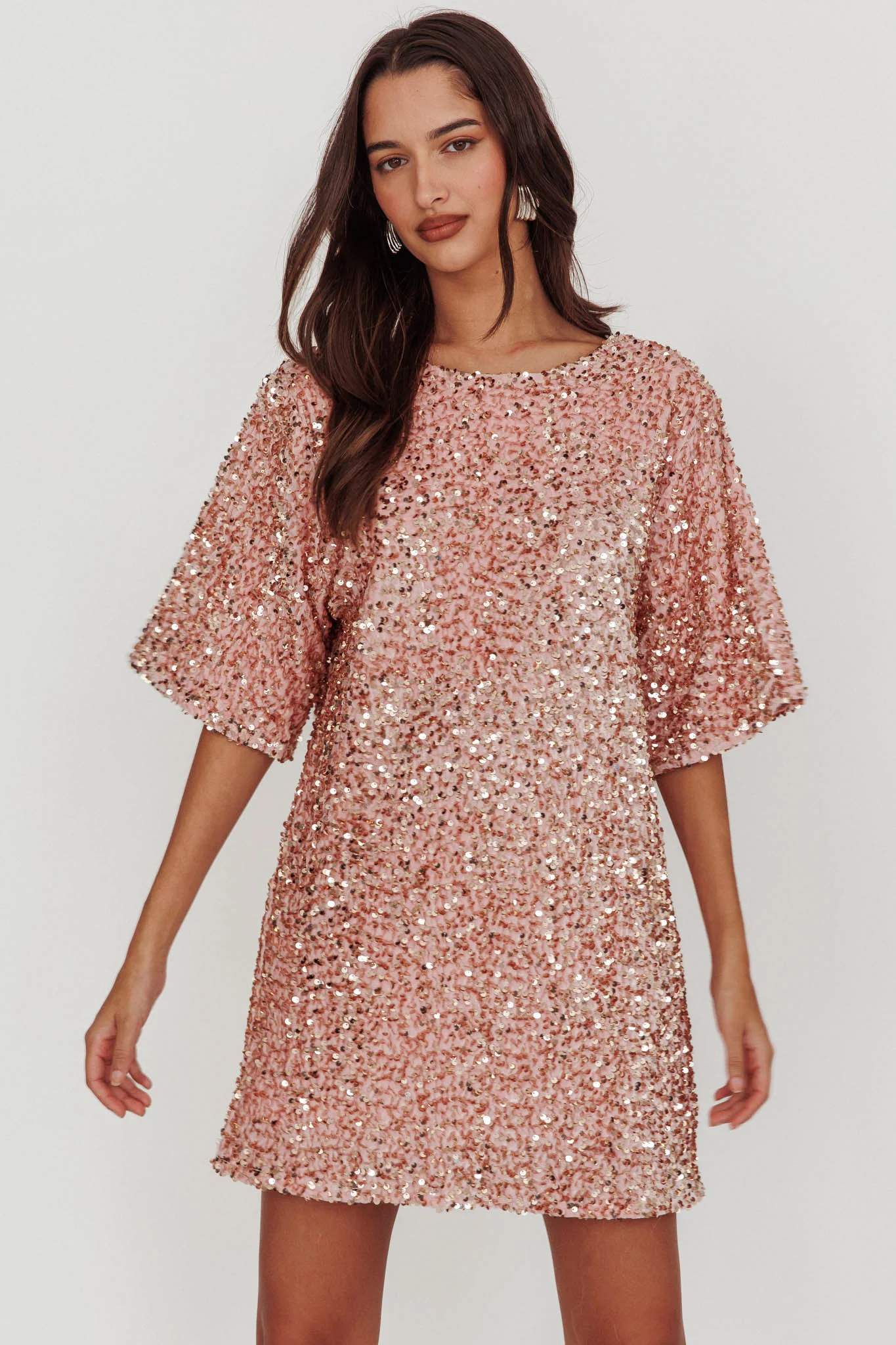 Miramar Backless Sequin Dress Baby Pink - Sonourner