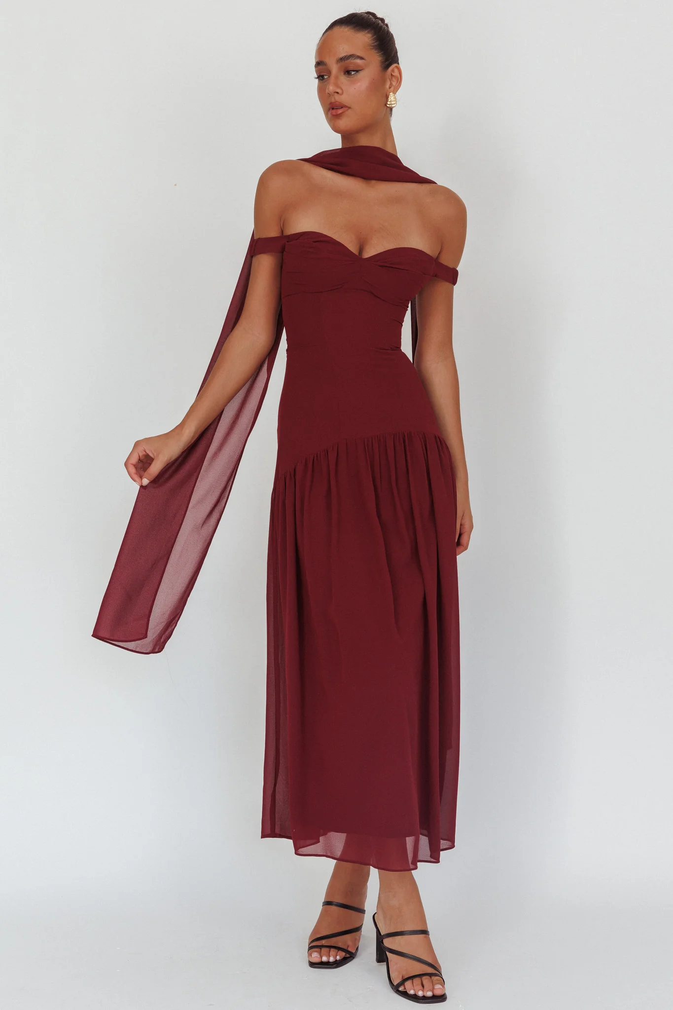 Kaycee Drop Waist Maxi Dress Wine - Sonourner
