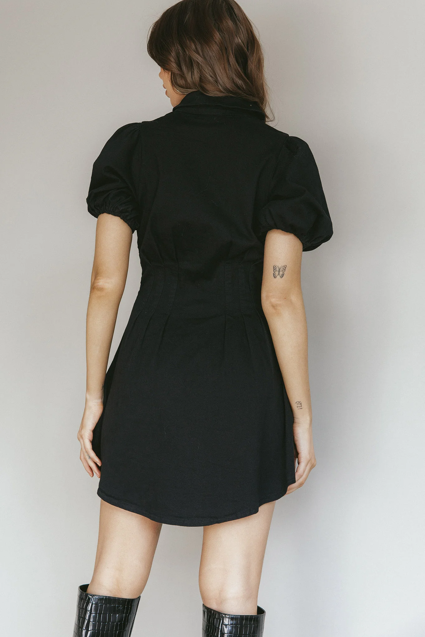 Zurich Pleated Waist Shirt Dress Black - Sonourner
