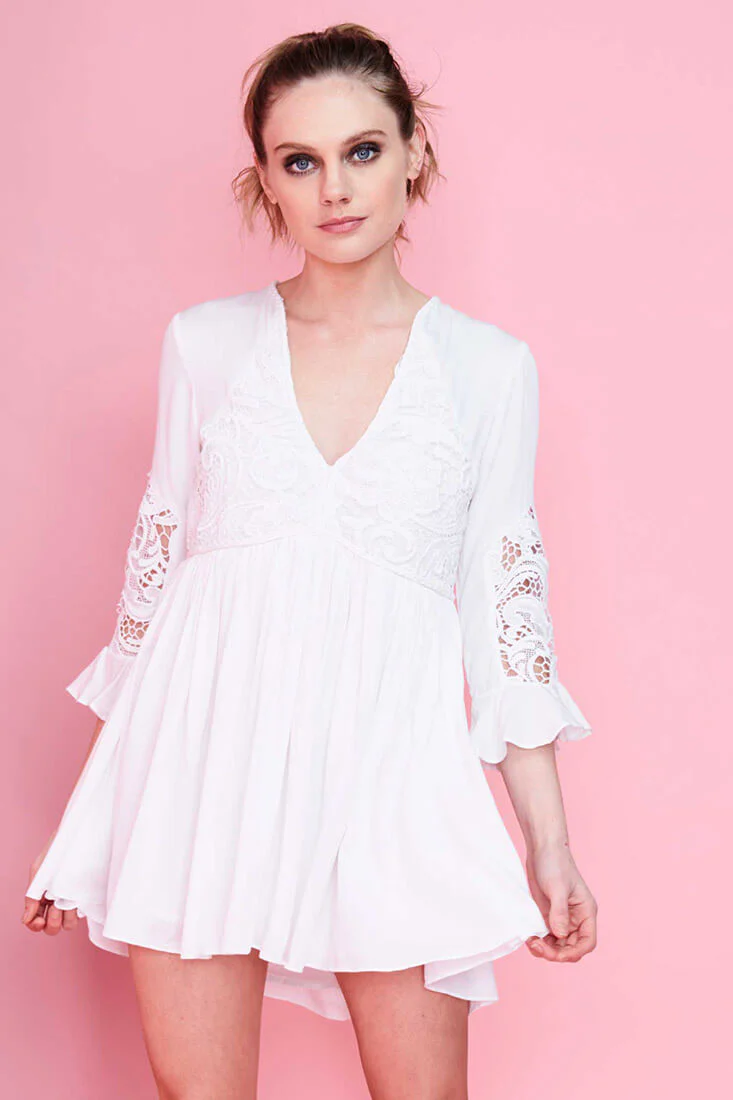 Maliah Crochet Dress White - Sonourner