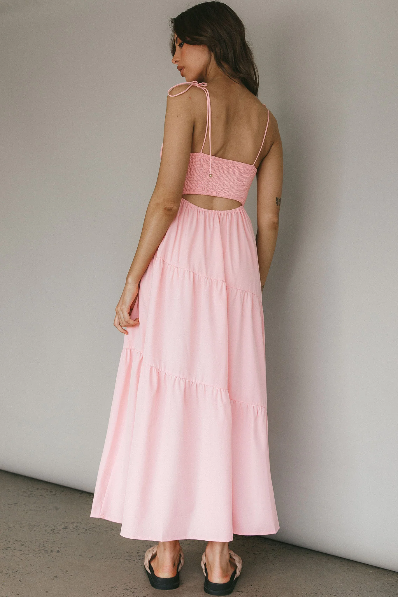 New Light Tied Shoulder Maxi Dress Blush - Sonourner