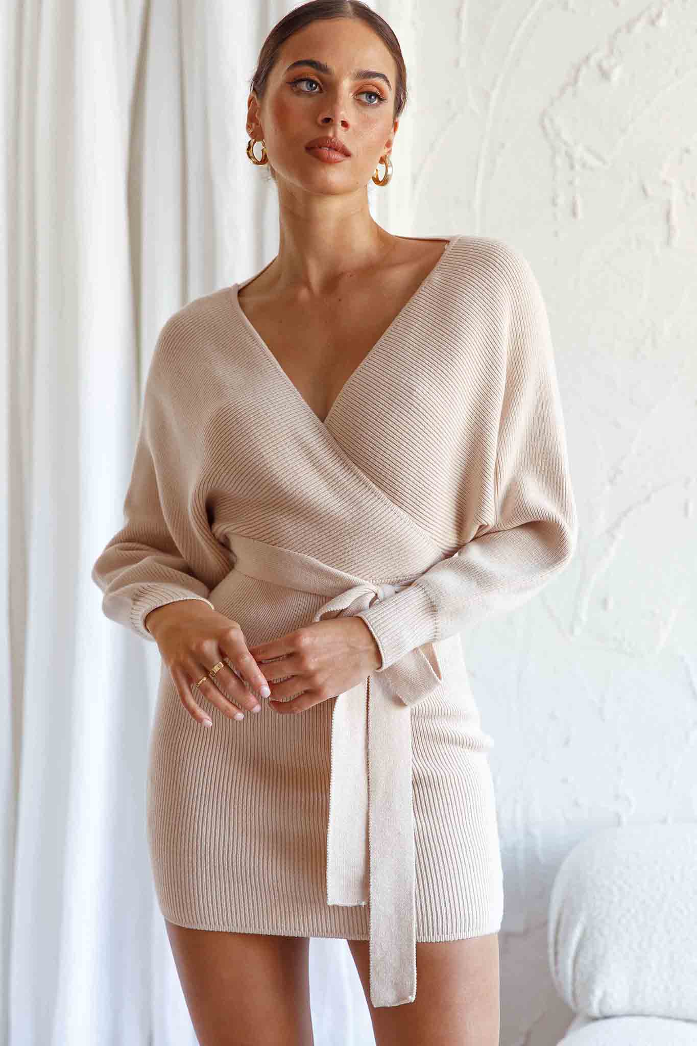 Cameo Long Batwing Knit Dress Nude - Sonourner