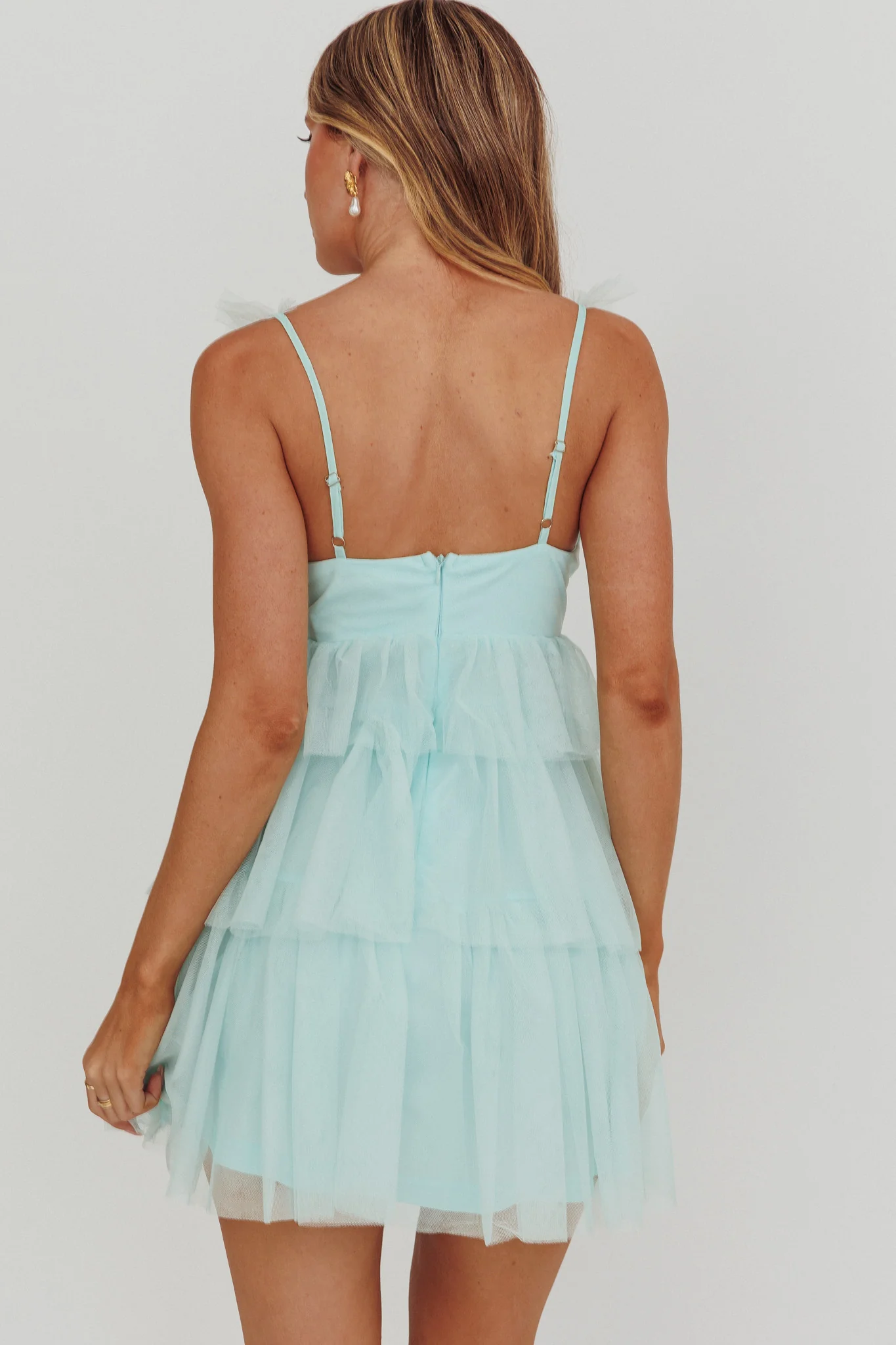 Sorbet Sky Tiered Tulle Mini Dress Mint - Sonourner
