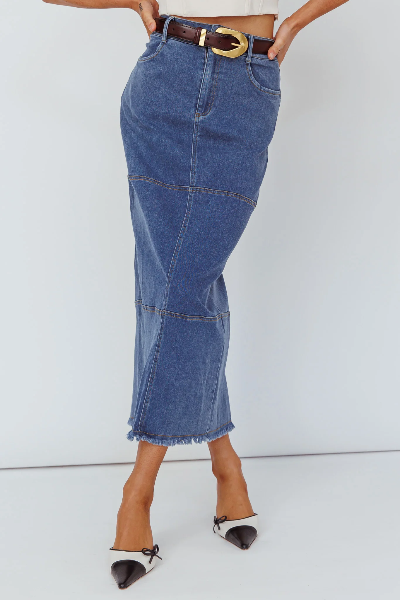 Thalia Pocket Midi Skirt Dark Blue - Sonourner