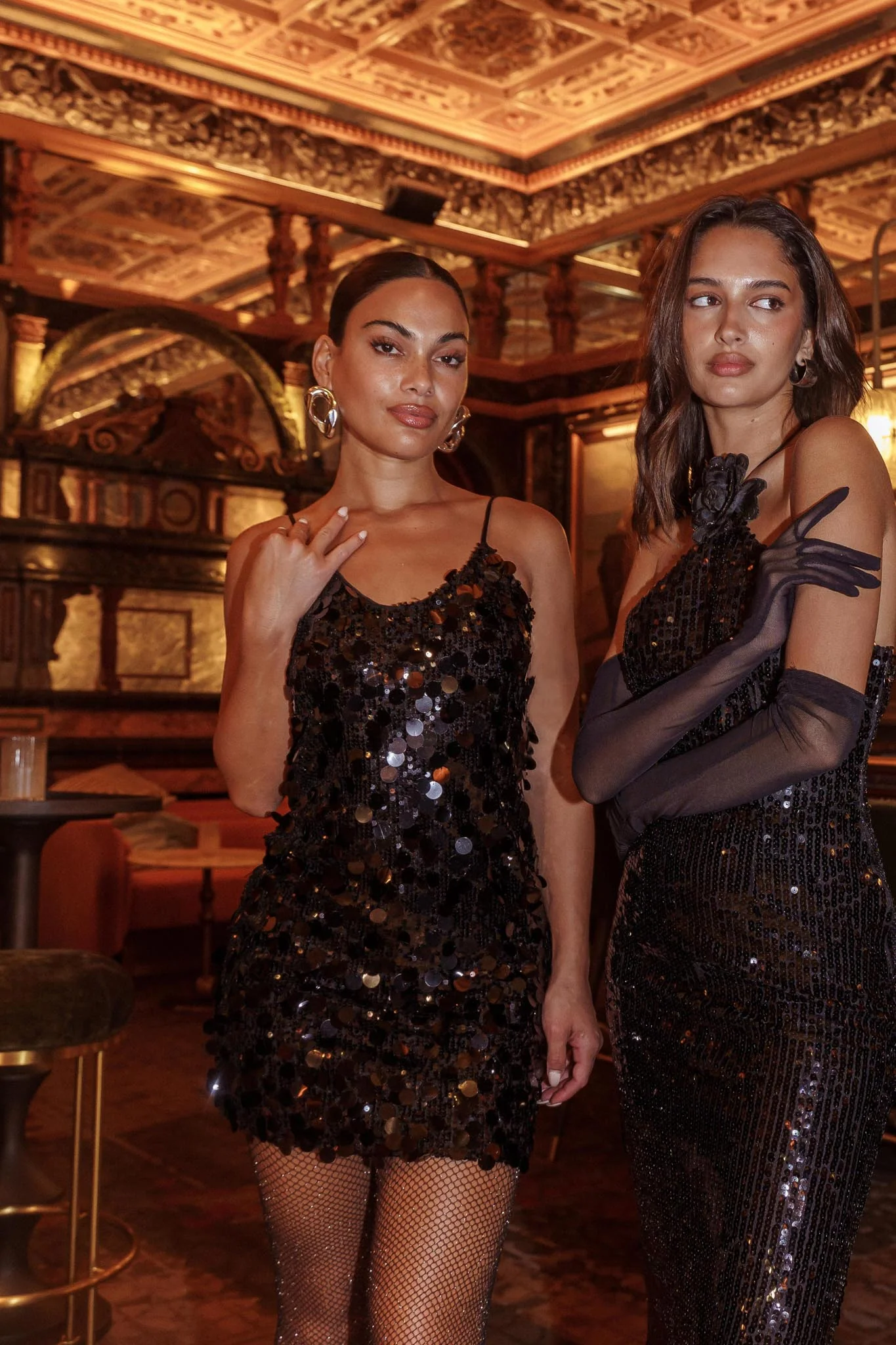 Moon Dust Sequin Mini Dress Black - Sonourner