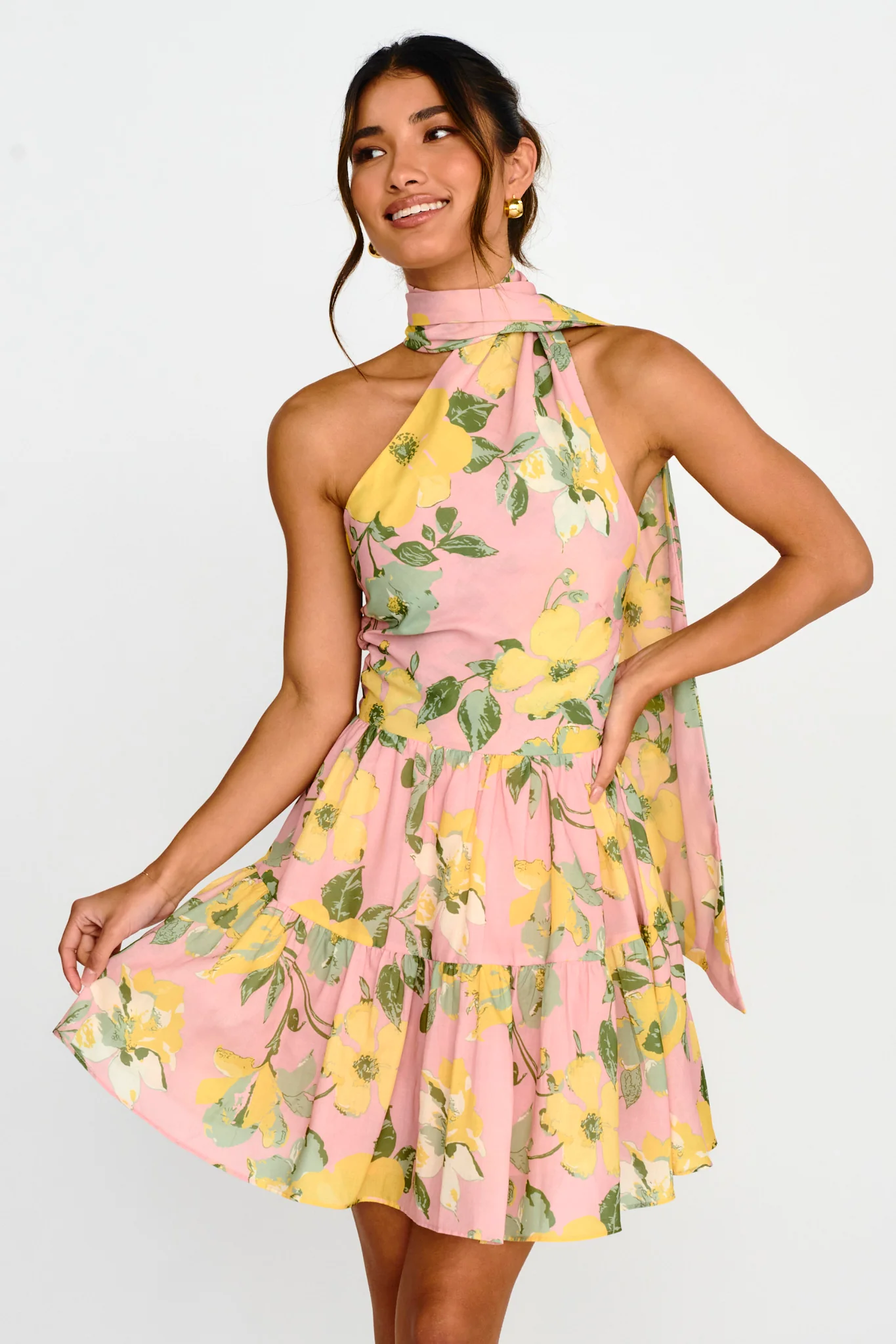 Gimme Love Open Back Flounce Mini Dress Pink - Sonourner