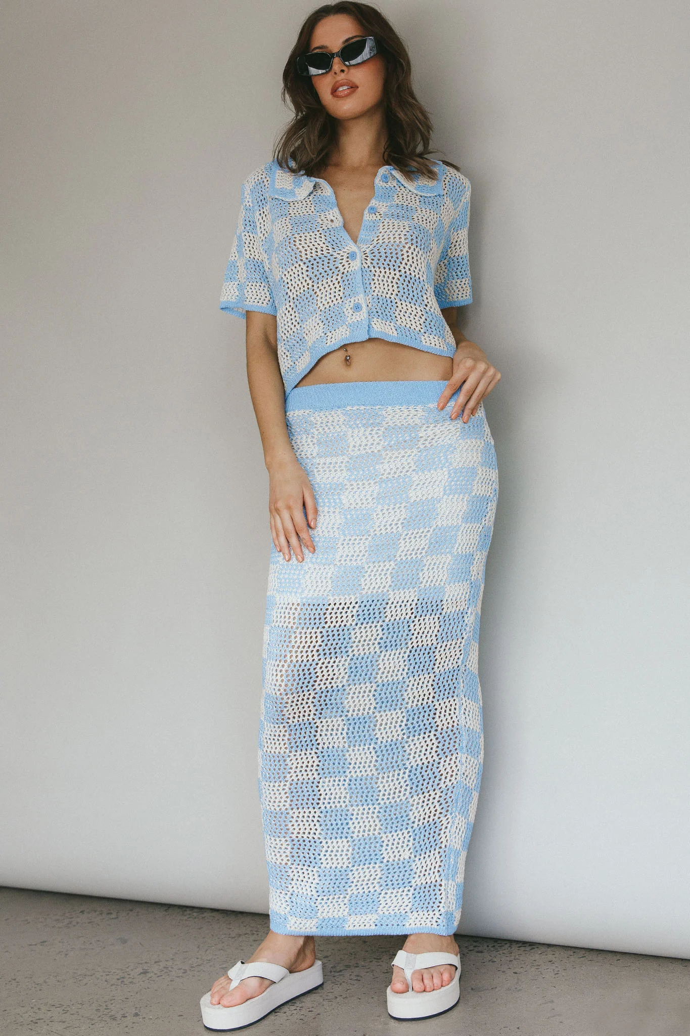Byron Bay Crochet Maxi Skirt Blue - Sonourner