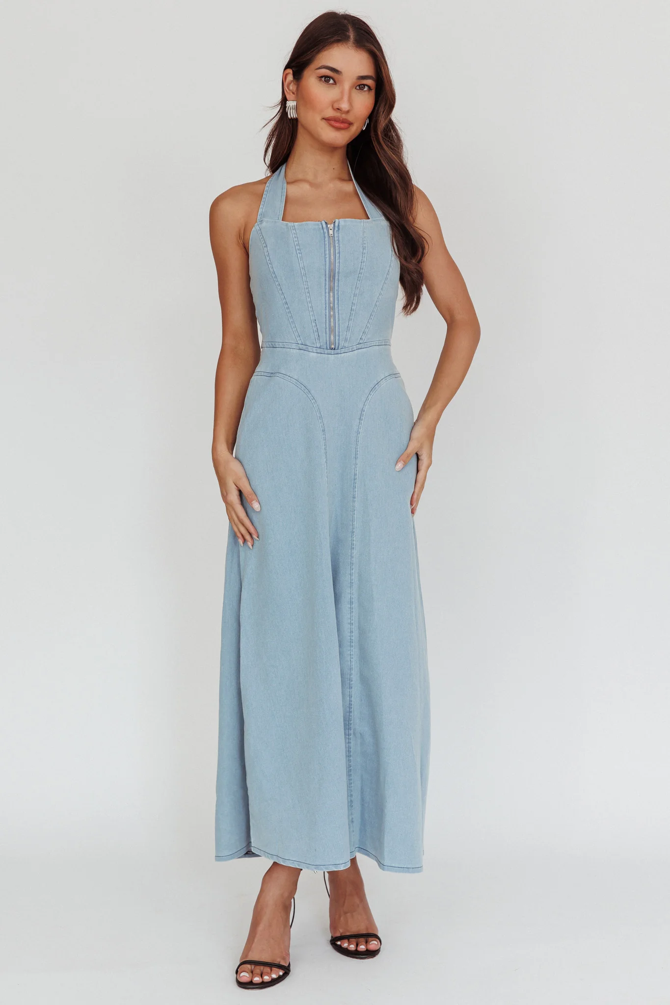 Lumi A-Line Maxi Dress Light Denim Blue - Sonourner