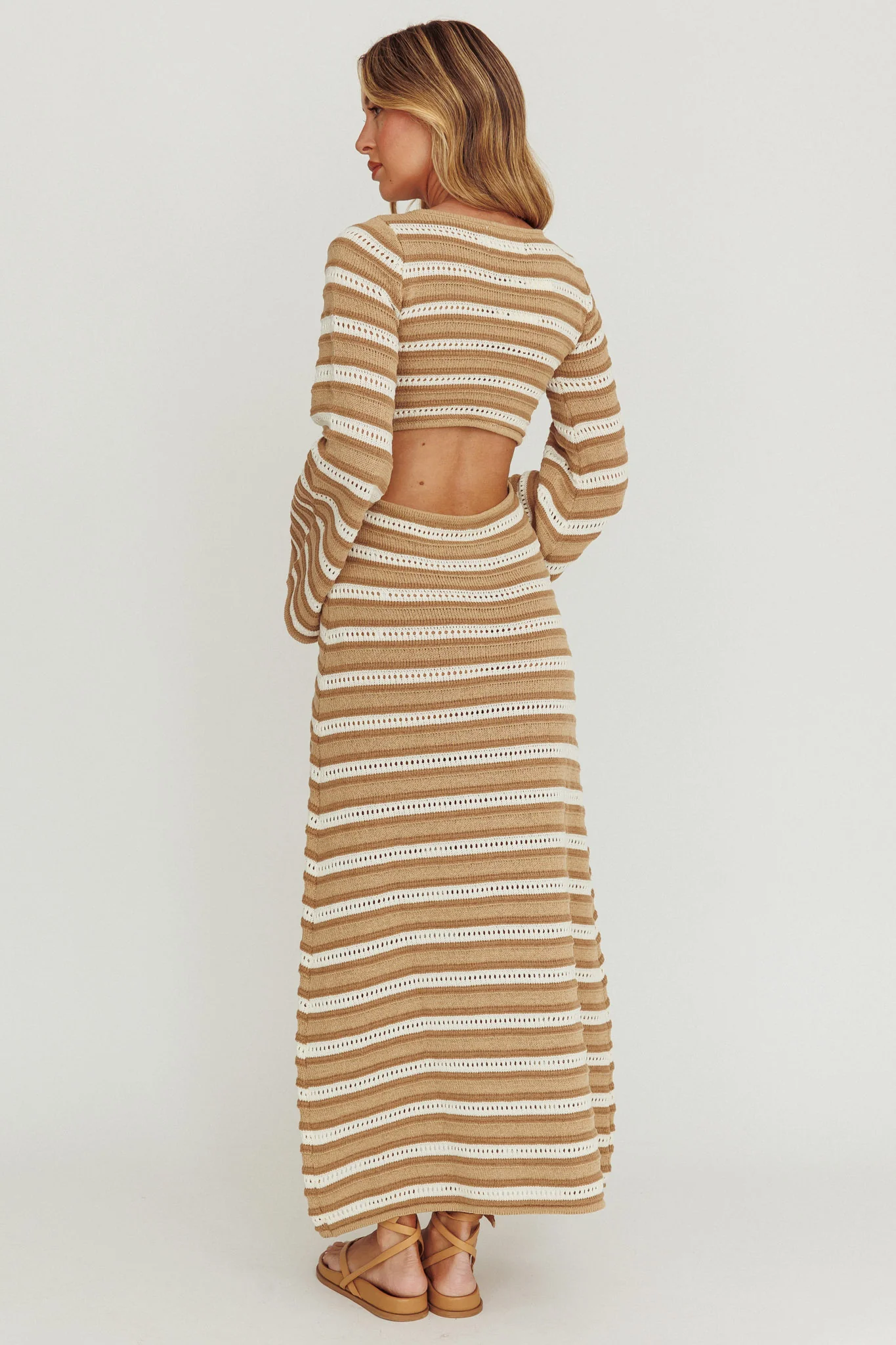 Meredith Long Sleeve Cut-Out Maxi Dress Chocolate - Sonourner
