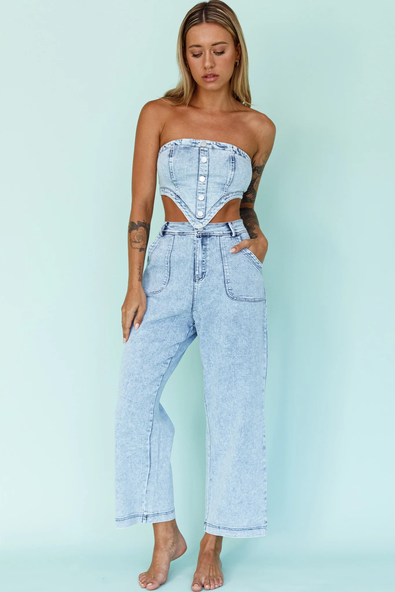 Uptown Wide Leg Pants Denim - Sonourner