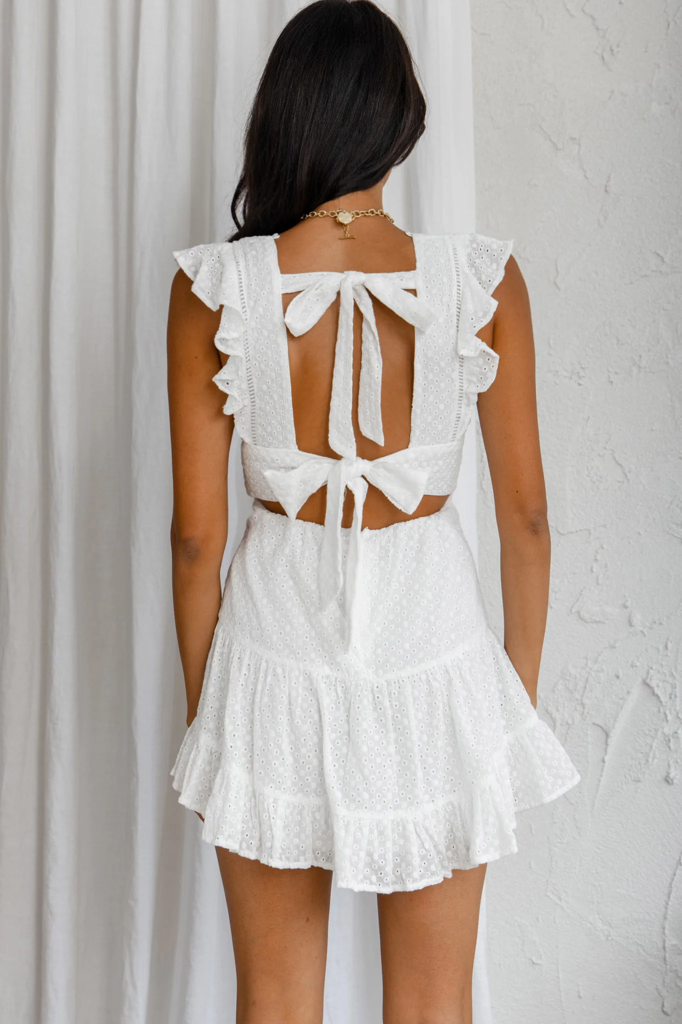 Sunshine Days Double Bow Back Dress White - Sonourner