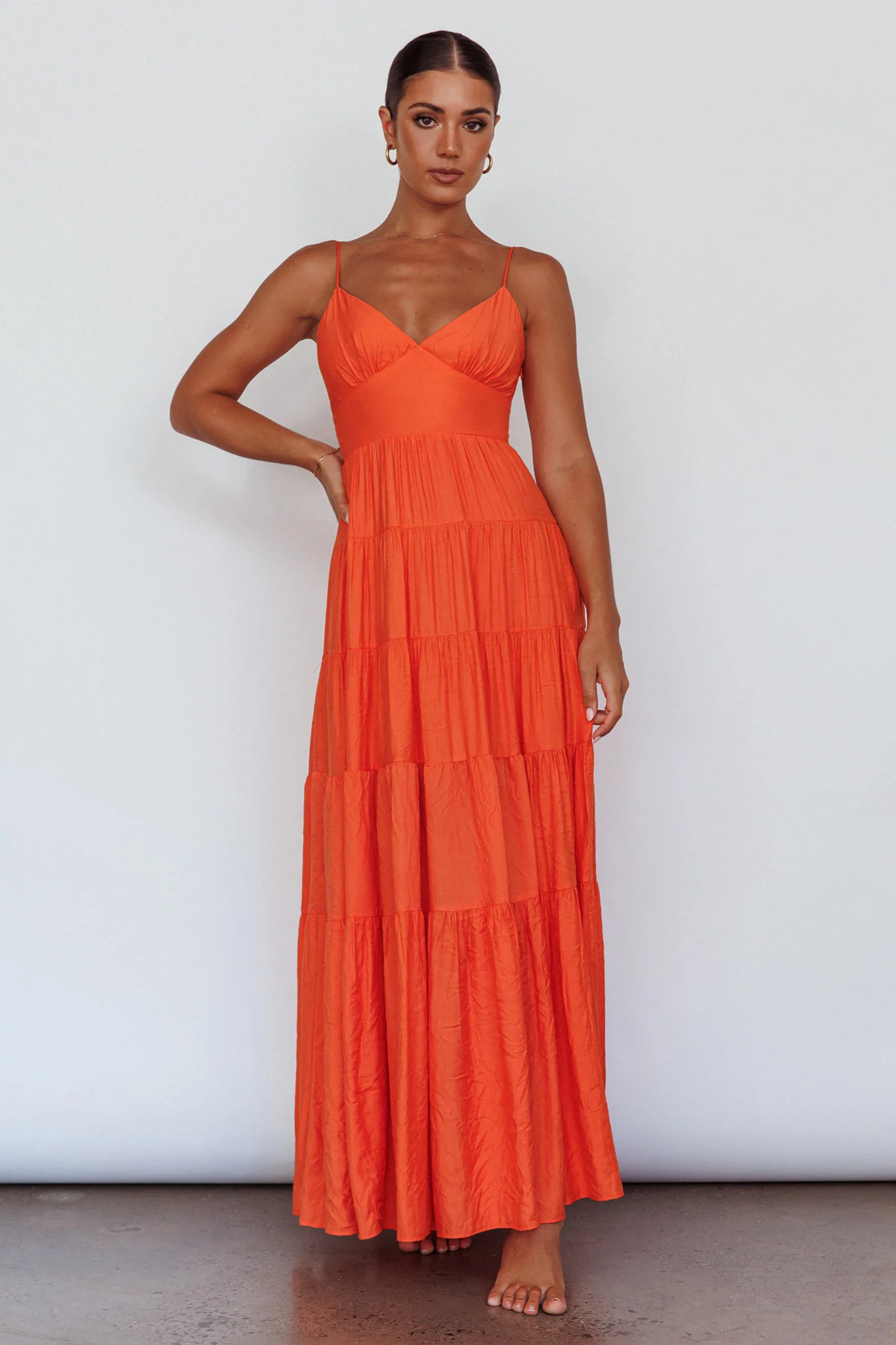 Main Attraction Cami Strap Maxi Dress Tangerine - Sonourner
