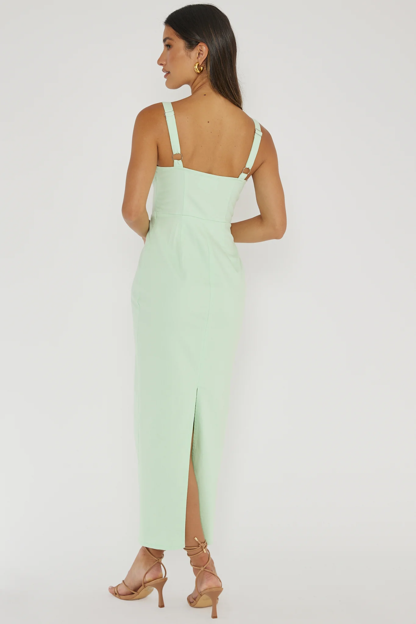 Sweet Pea Tied Bust Midi Dress Mint - Sonourner