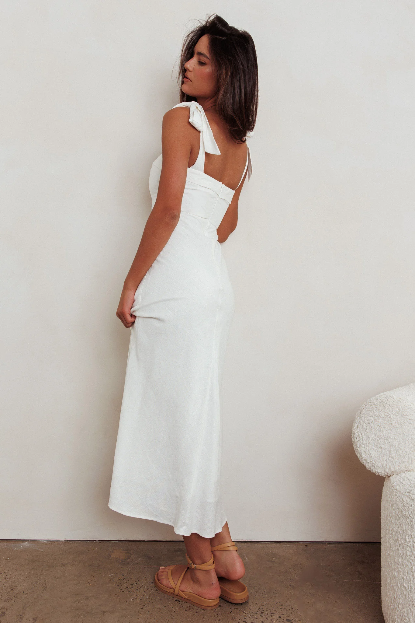 Appreciate You Tied Shoulder Maxi Dress White - Sonourner
