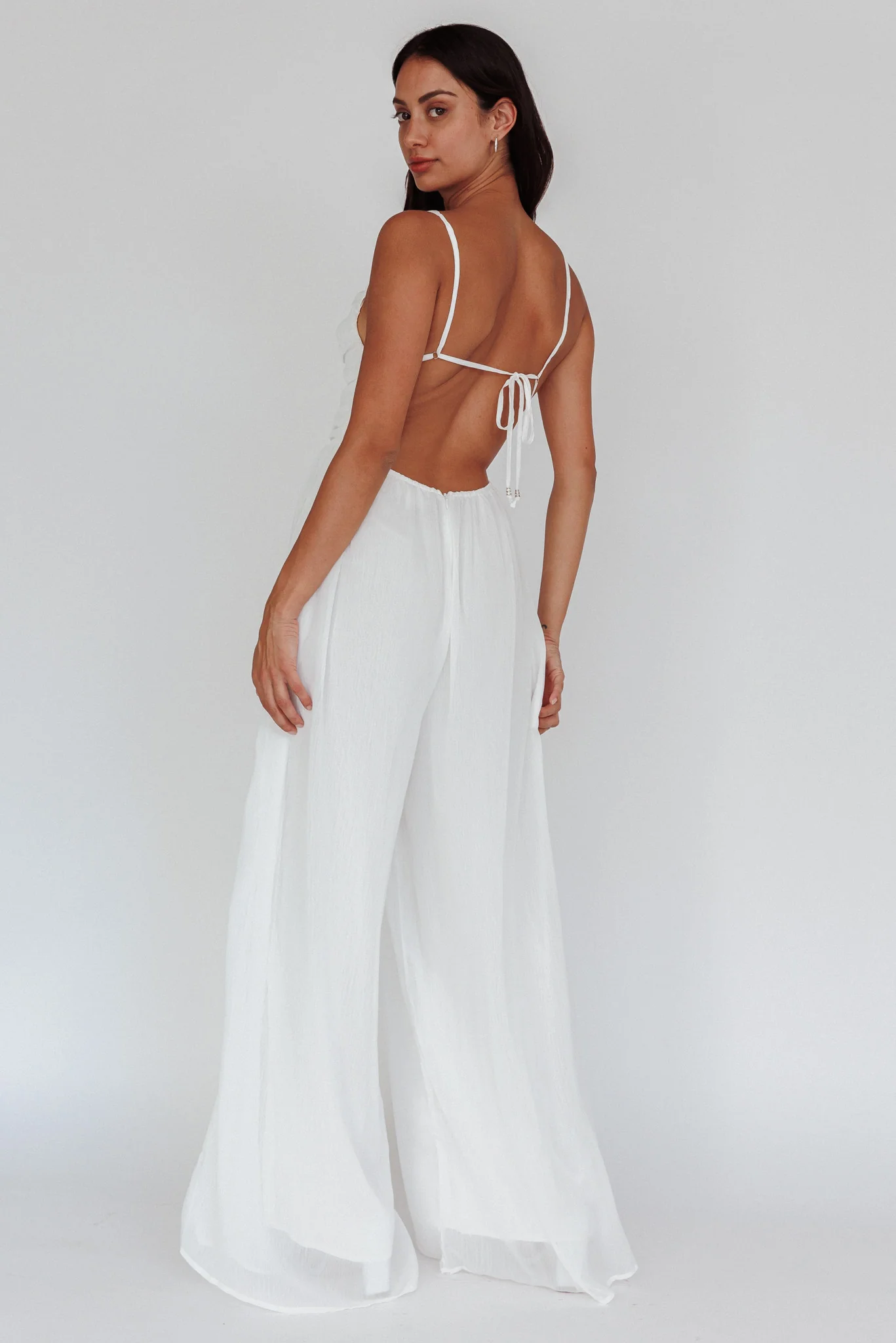 Janicca Ruched Bodice Jumpsuit Off White - Sonourner