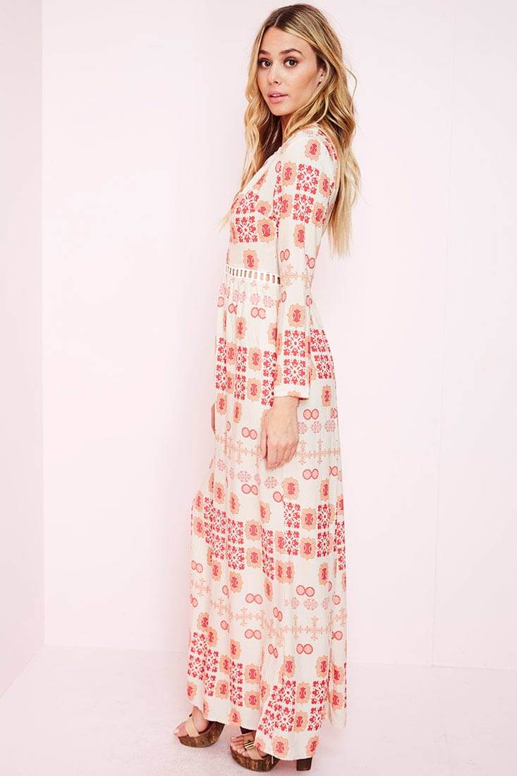 Avery Casual Maxi Dress Red Print - Sonourner