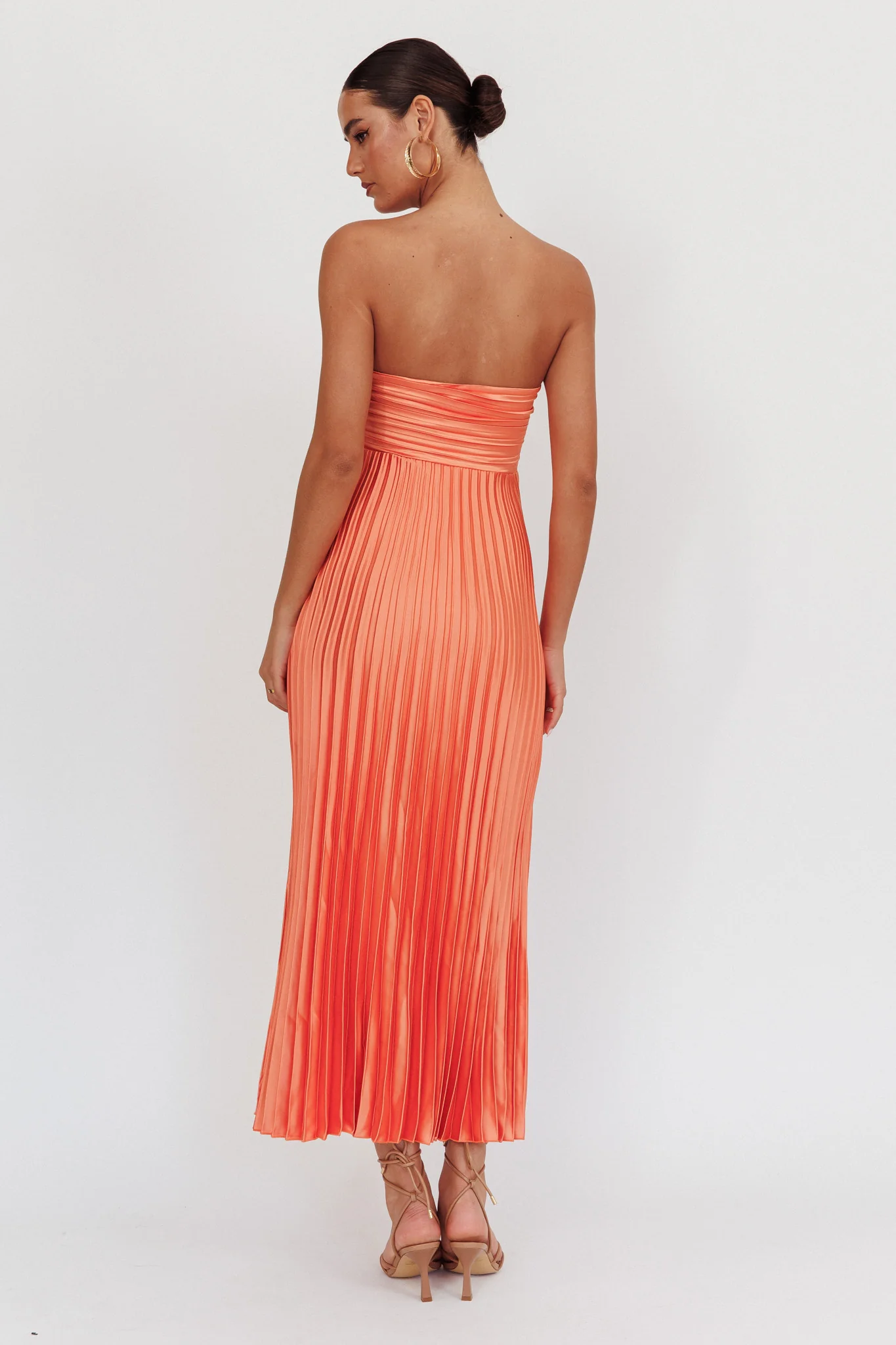 Wicked Games Strapless Pleated Maxi Dress Orange - Sonourner
