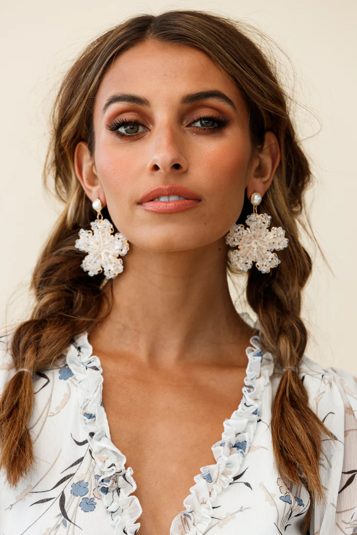 Serendipity Beaded Flower Earrings Clear - Sonourner