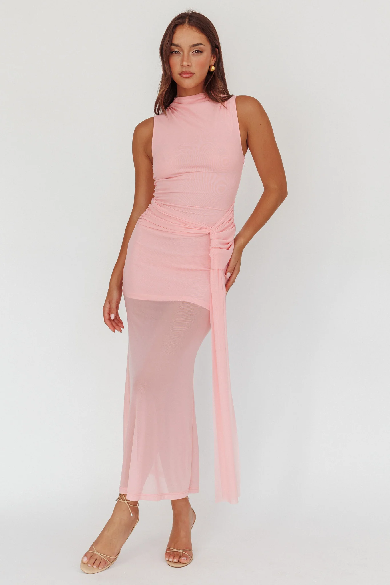Girl's Night Waist Sash Maxi Dress Pink - Sonourner
