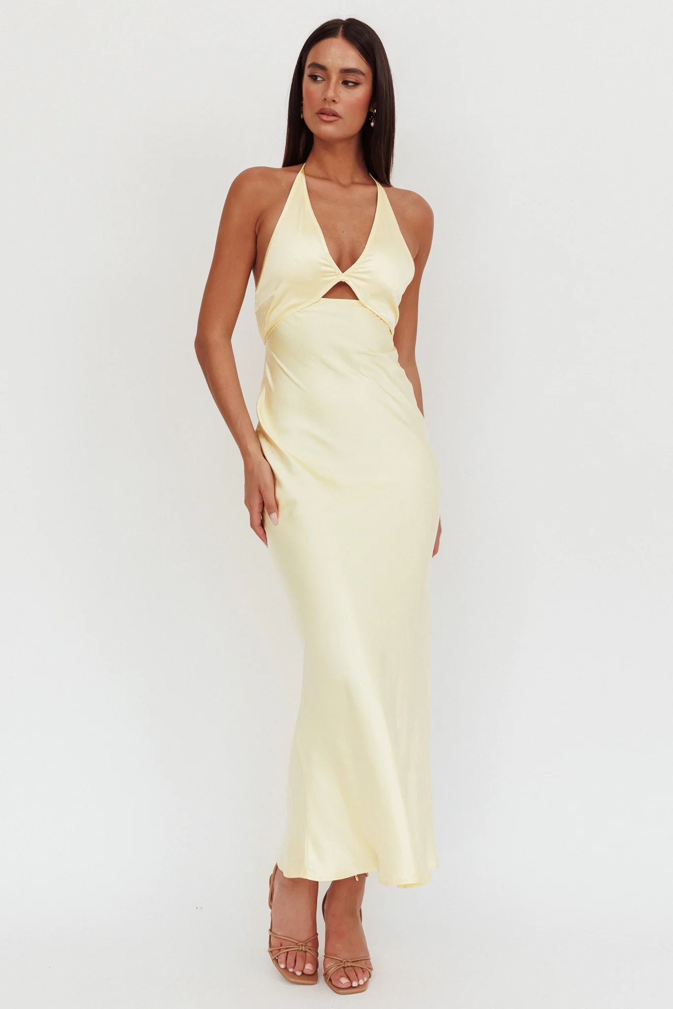 Jassinta Keyhole Bust Maxi Dress Lemon - Sonourner