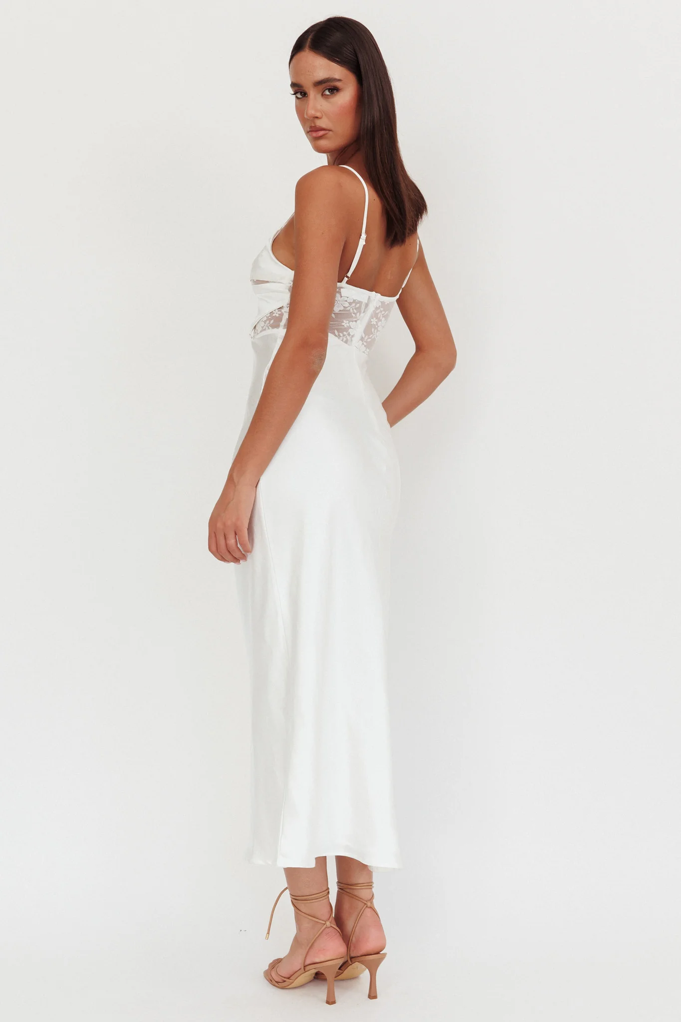 Impressions Lace Bodice Maxi Dress White - Sonourner