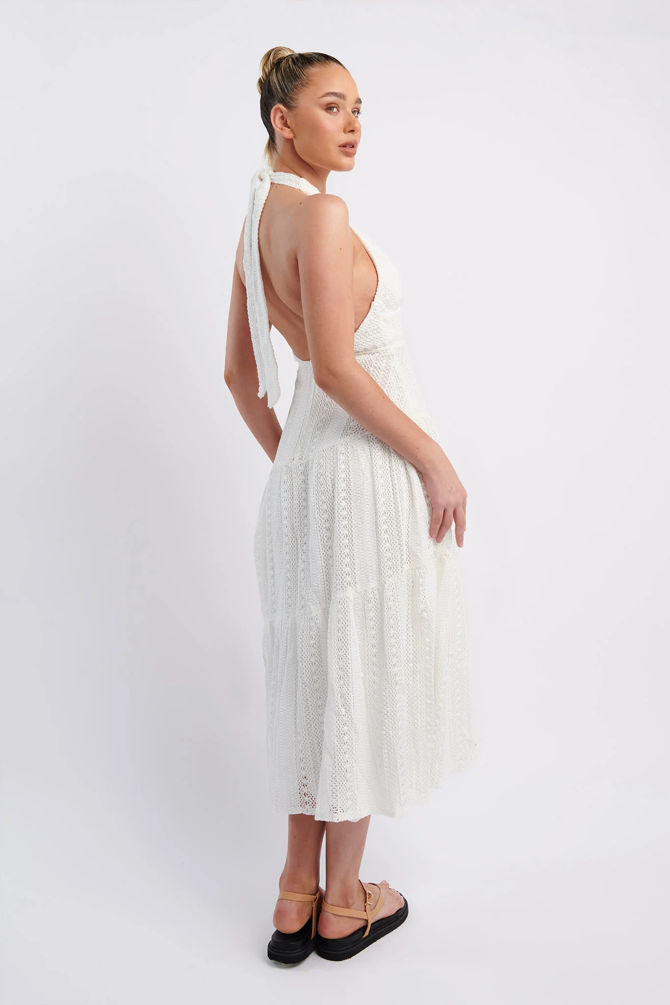 Nolita Halterneck Lace Overlay Maxi Dress White - Sonourner