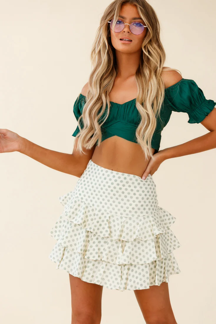 Let Them Eat Cake Triple Ruffle Skirt Green - Sonourner