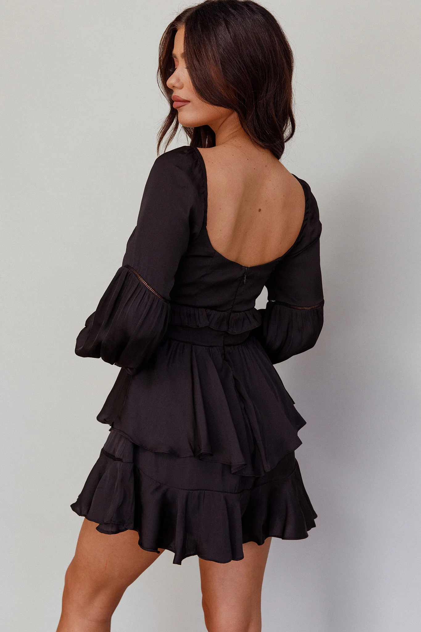 Alabama Long Sleeve Satin Romper Black - Sonourner