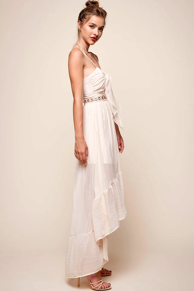 Riviera High-Low Hem Dress Beige - Sonourner