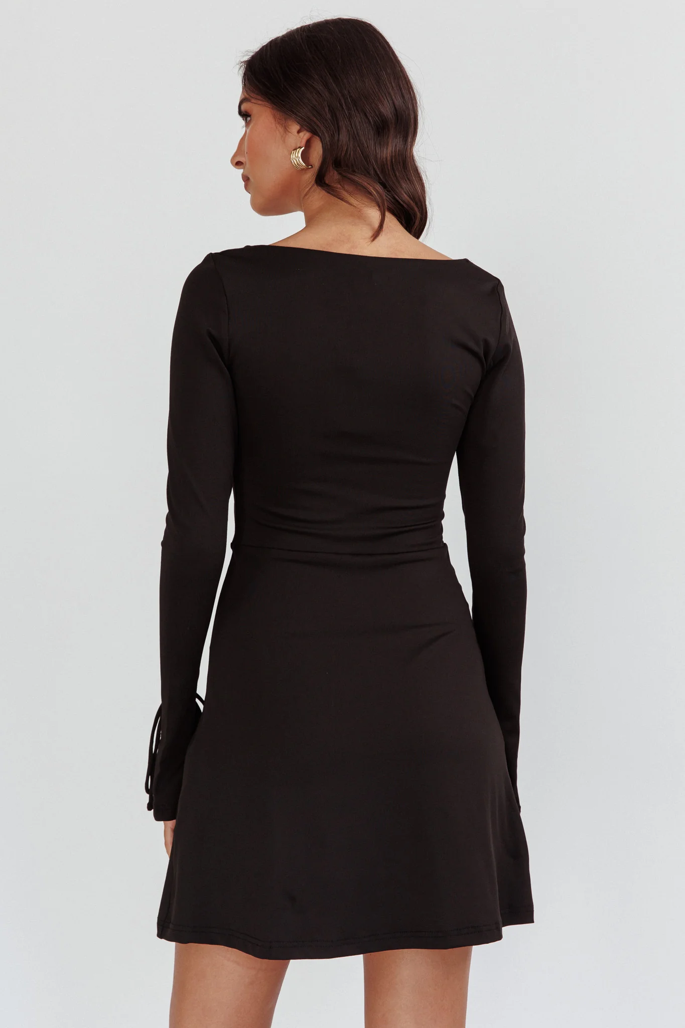 Safe Keeping Long Sleeve Mini Dress Black - Sonourner