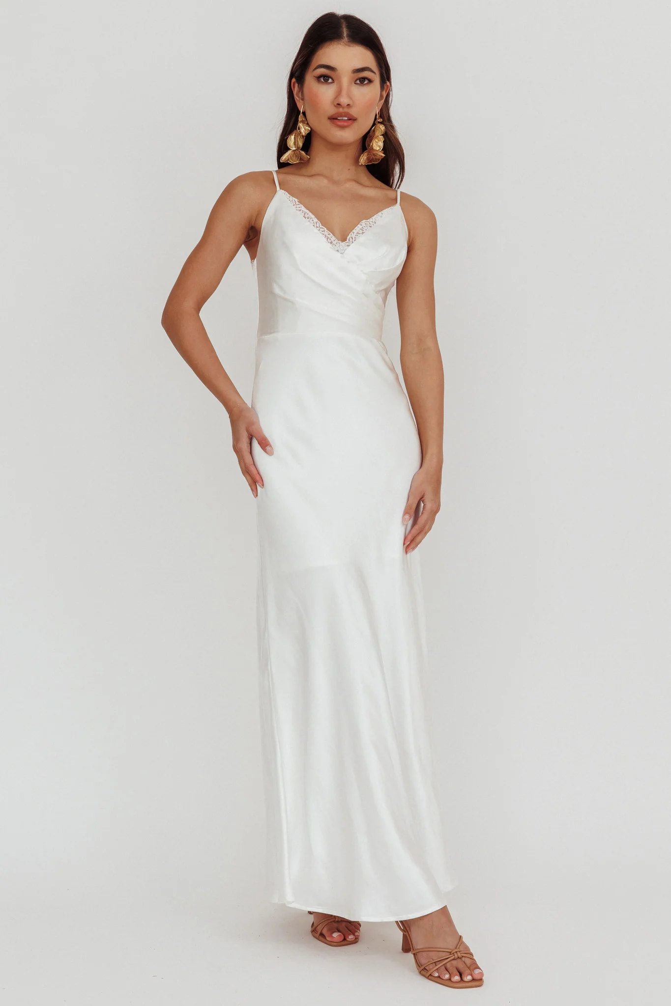 Our Story Surplice Neckline Maxi Dress Off White - Sonourner