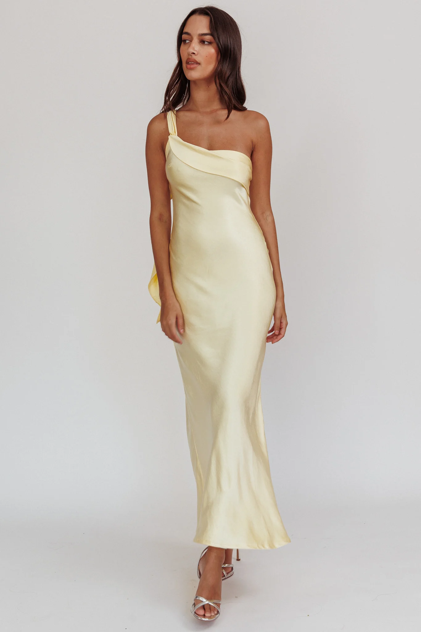 Carmel One-Shoulder Sash Maxi Dress Butter - Sonourner