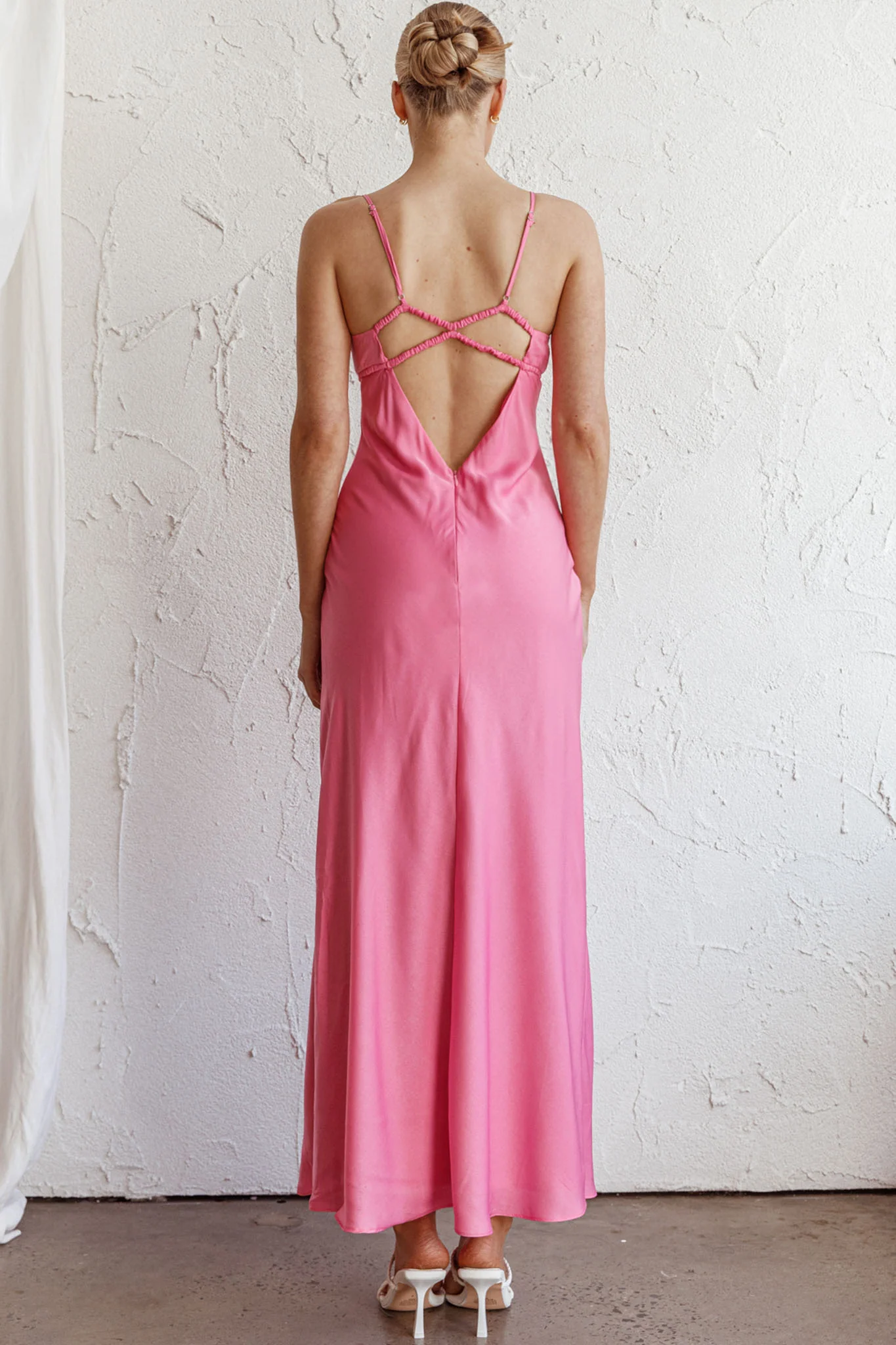 From Above V-Back Midi Dress Hot Pink - Sonourner