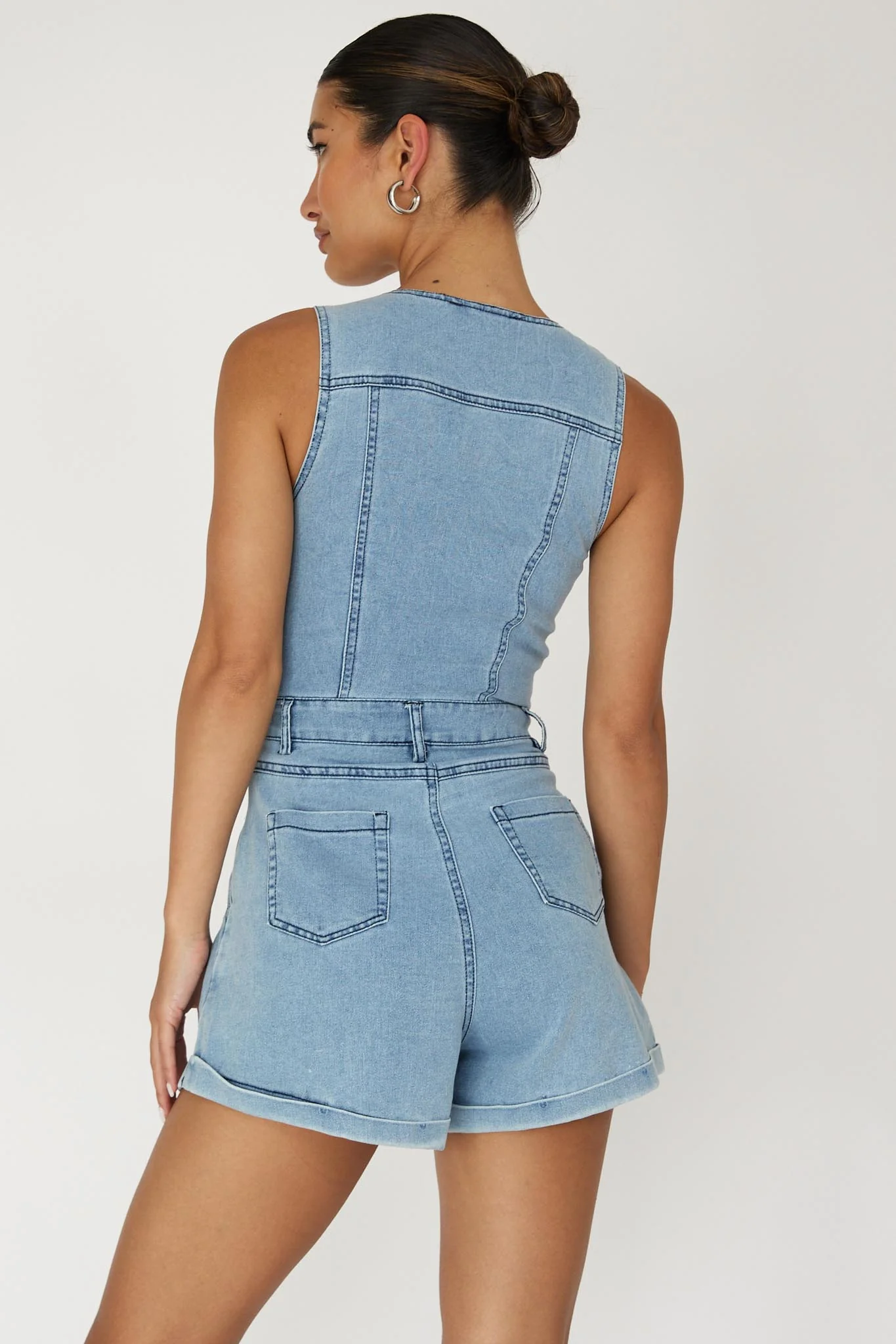 Jazelle Button Front Romper Denim - Sonourner