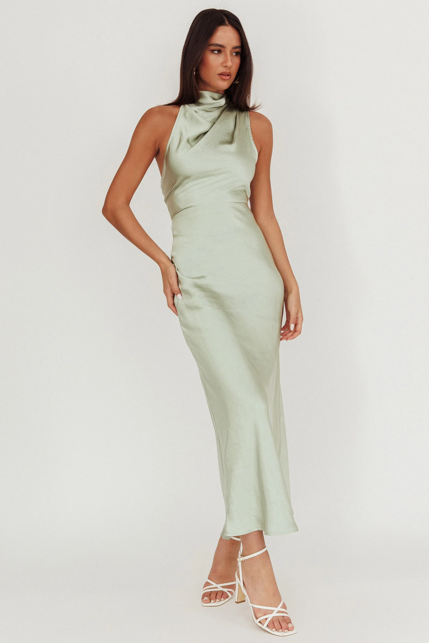 Shana Halterneck Maxi Dress Sage - Sonourner