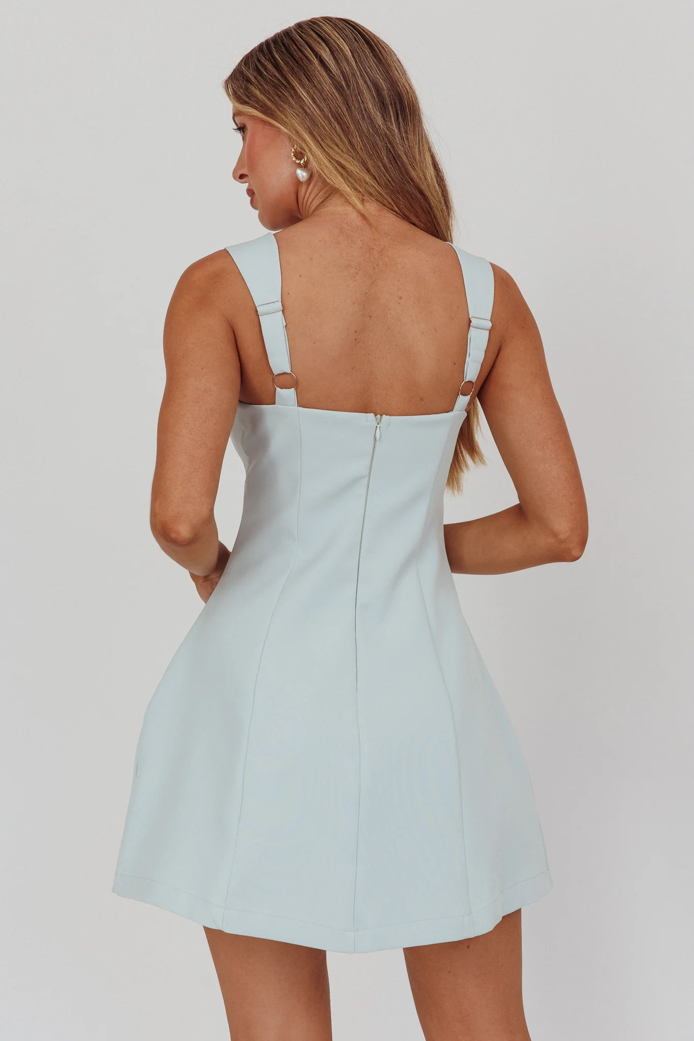 Jordy Structured A-Line Mini Dress Ice Blue - Sonourner