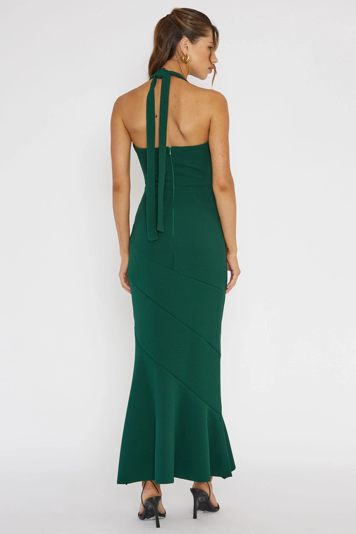 Fire Of Stars Halterneck Midi Dress Forest Green - Sonourner