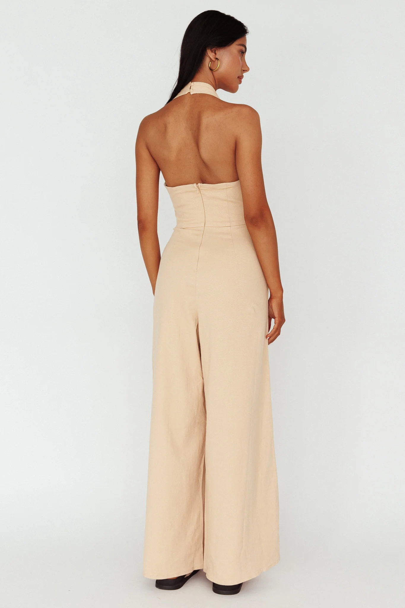 Hilaria Halterneck Jumpsuit Beige - Sonourner