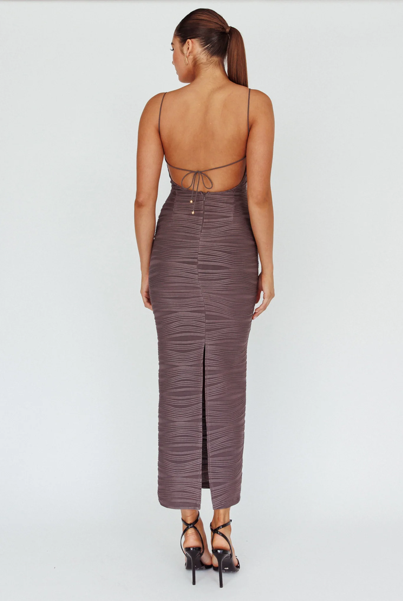 Orion Keyhole Bodice Midi Dress Grey - Sonourner