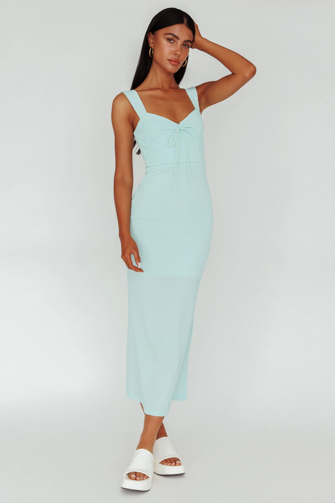 Carinn Tied Bust Maxi Dress Sky Blue - Sonourner