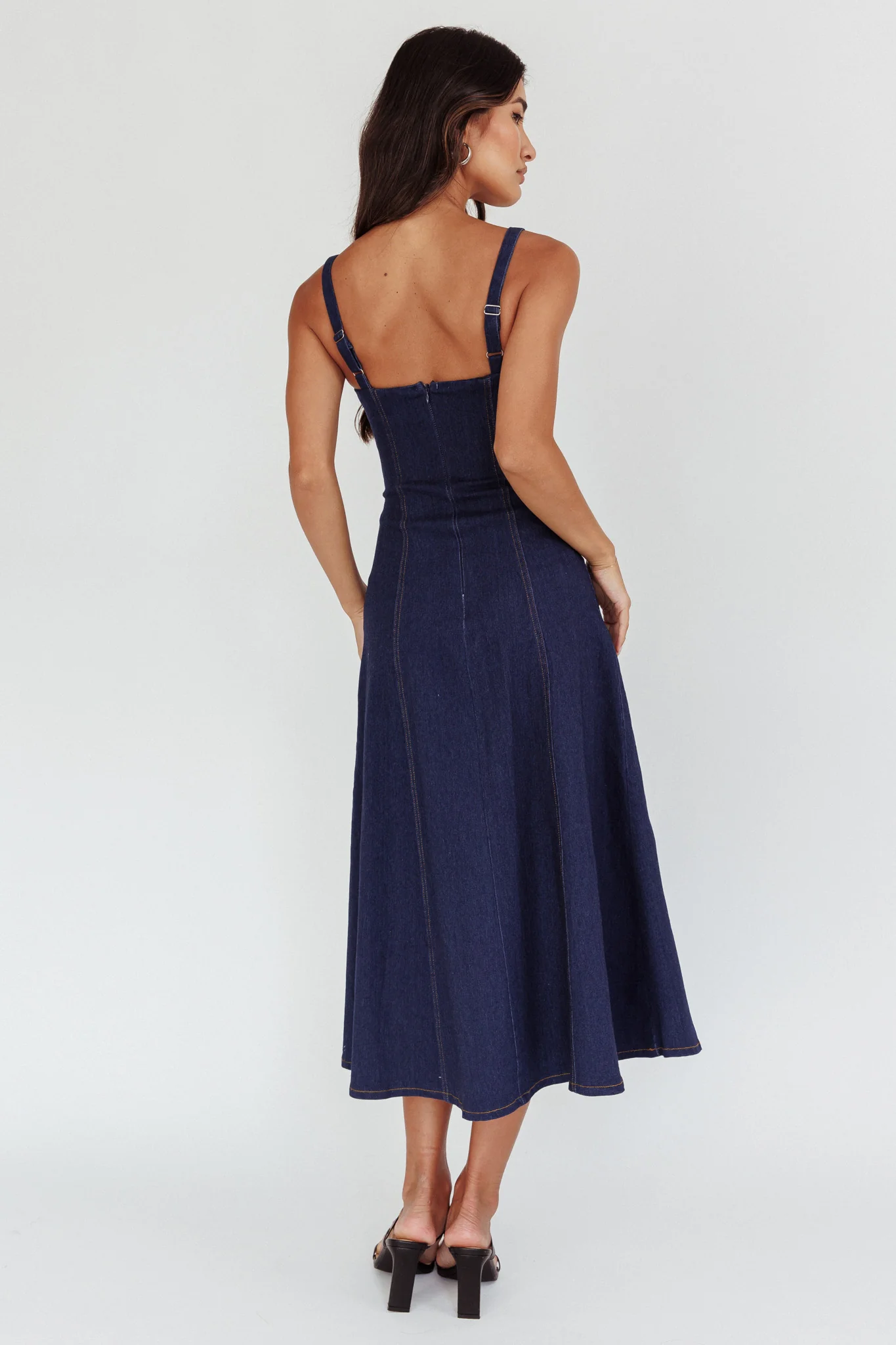 Catch My Drift A-Line Midi Dress Dark Blue - Sonourner