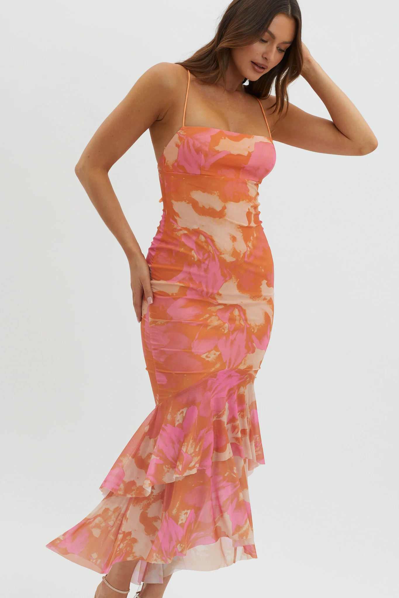 Avalee Layered Hem Mesh Dress Pink - Sonourner