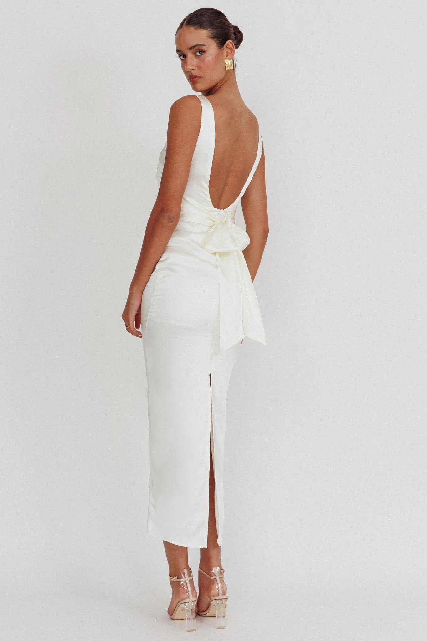 Leila Boat Neck Midi Dress Ivory - Sonourner