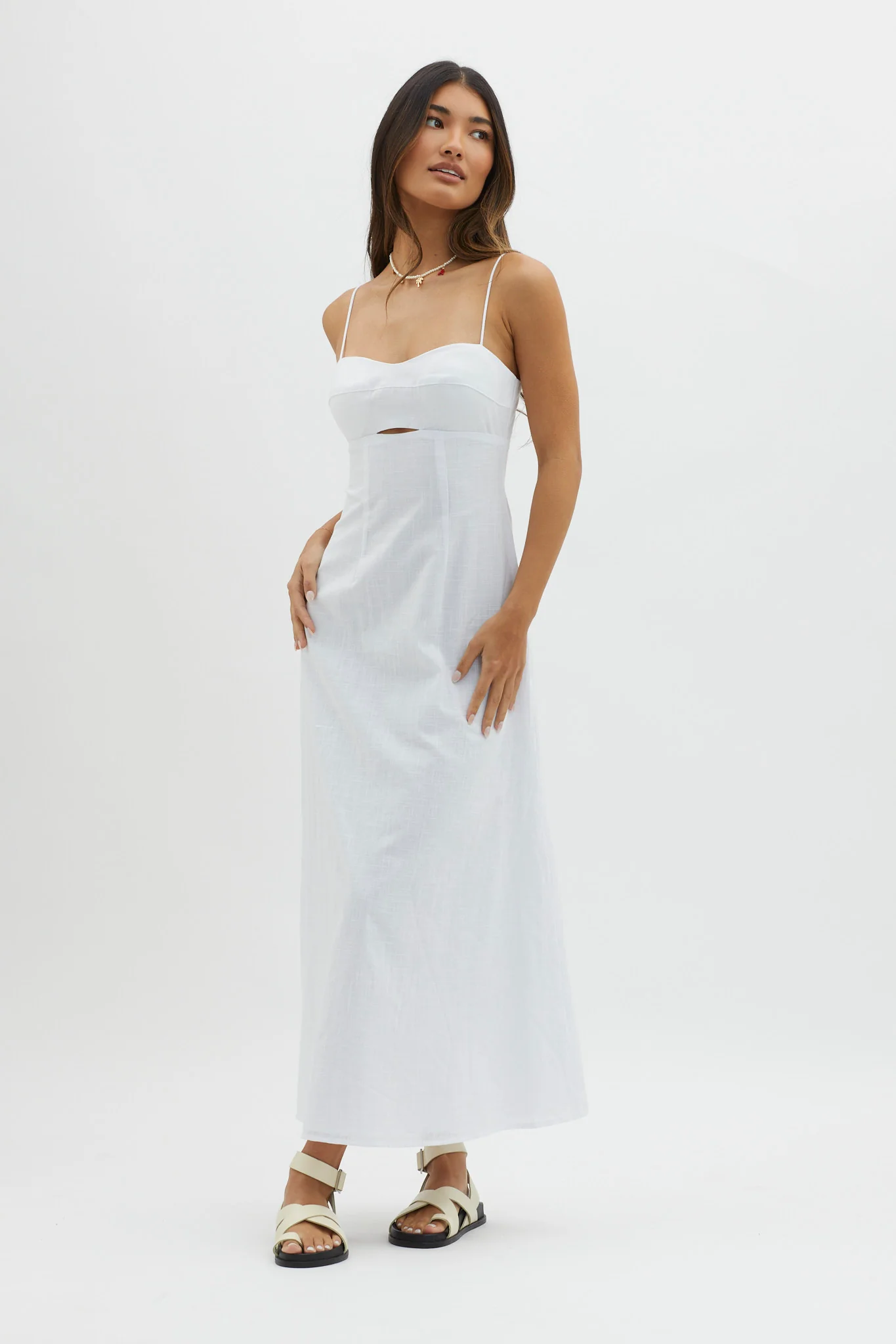 Be Yourself Keyhole Bust Maxi Dress White - Sonourner