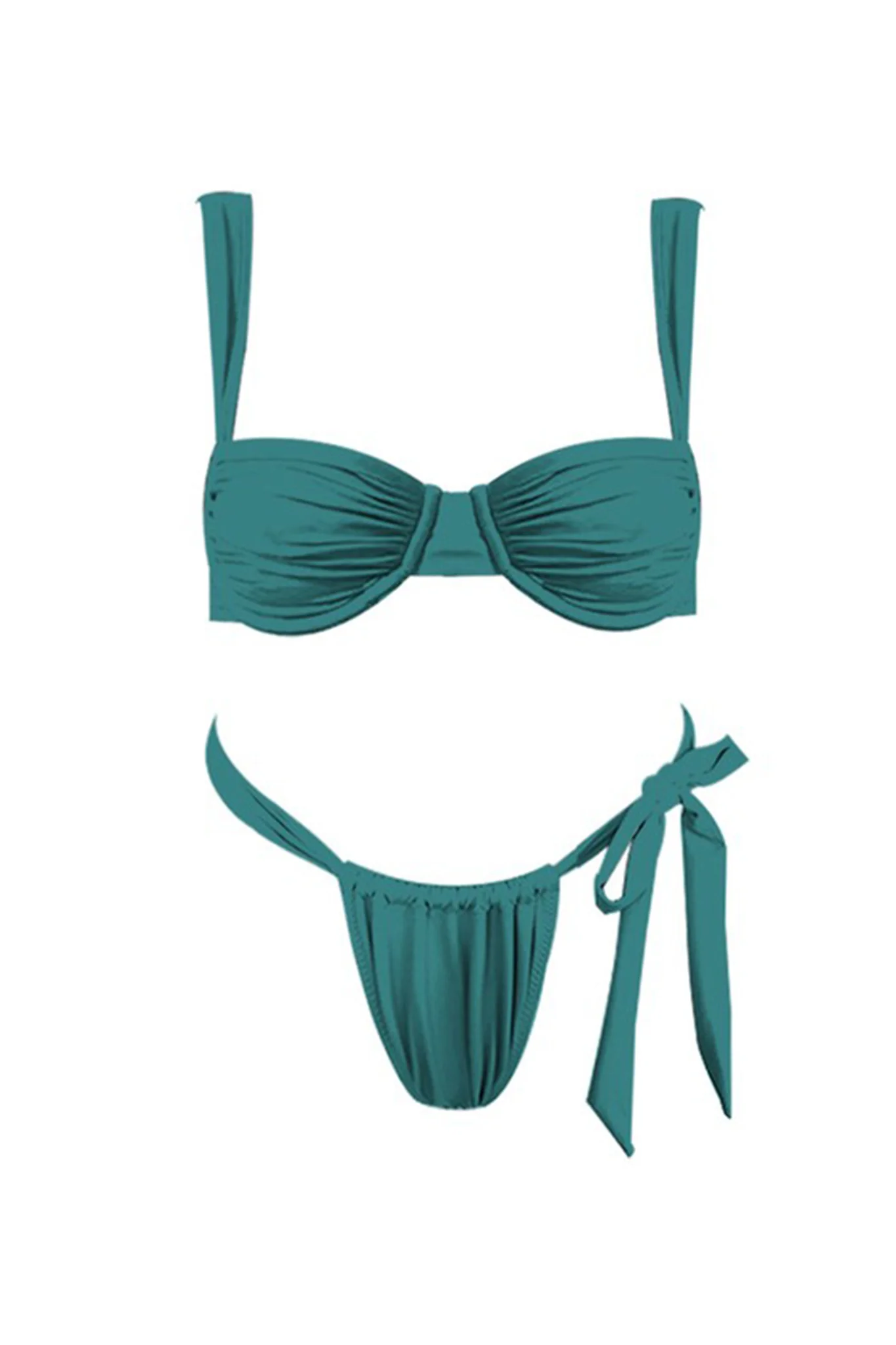 Malibu Tie Bikini Bottom Teal Blue - Sonourner