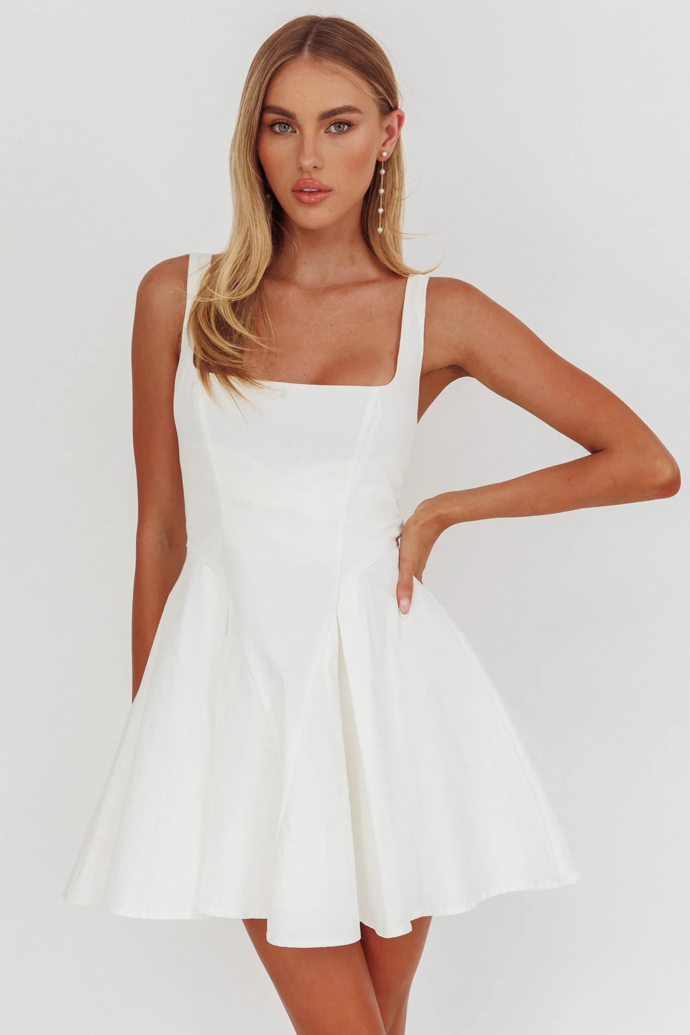 Get My Attention A-Line Mini Dress White - Sonourner