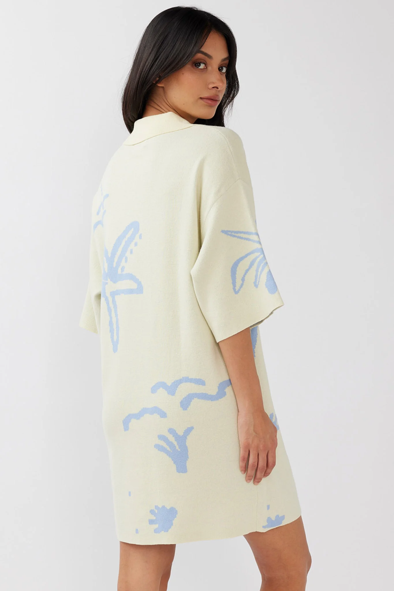 Nalani Button Up Knit Dress Lemon/Baby Blue - Sonourner