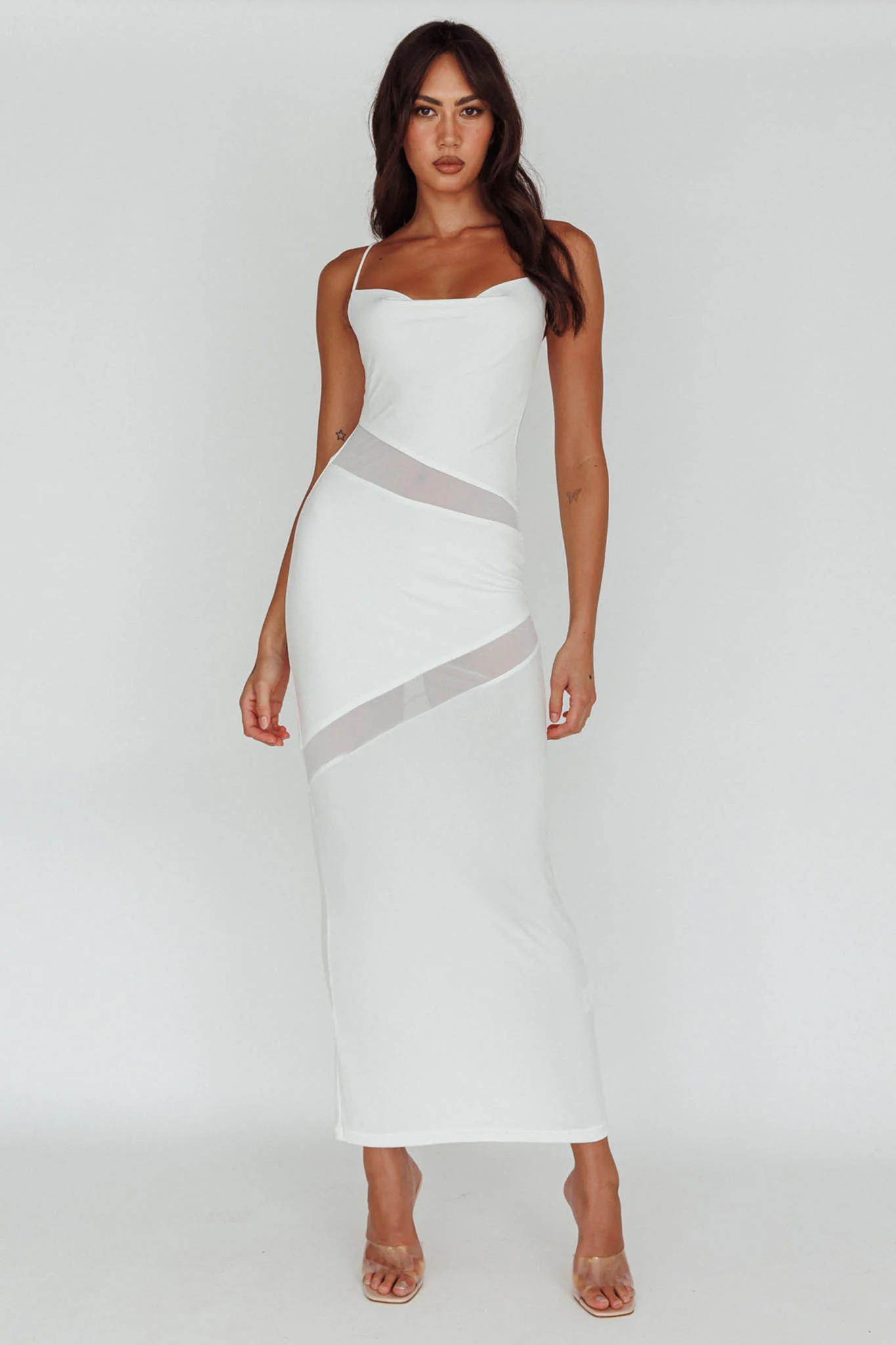 Sun Kissed Cowl Tied Back Maxi Dress White - Sonourner