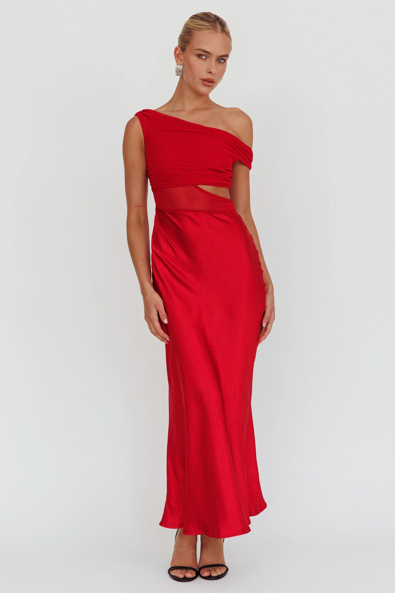 In Blooms Mesh Bodice Maxi Dress Wine - Sonourner