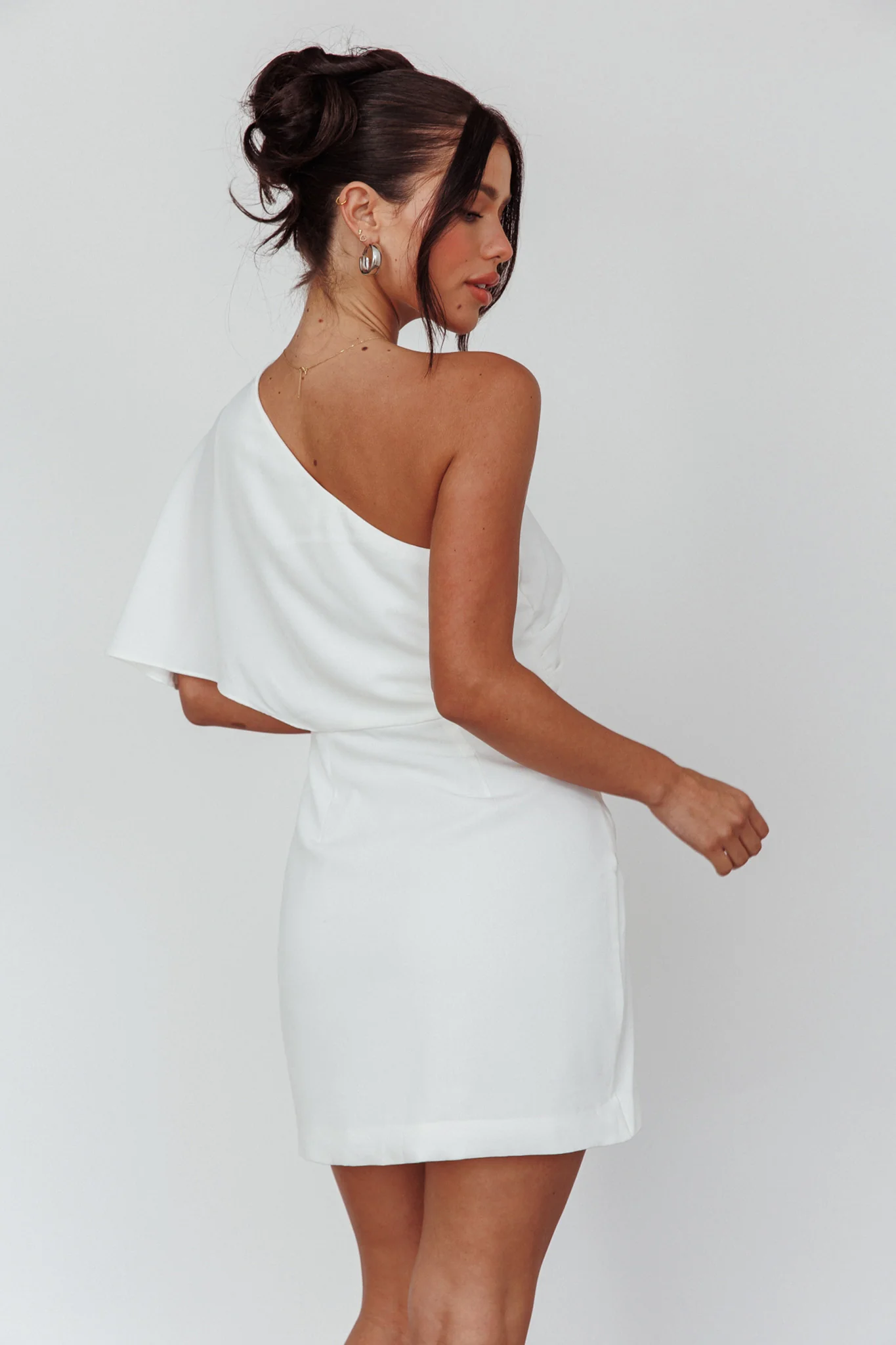 Lironne One Shoulder Mini Dress Off White - Sonourner
